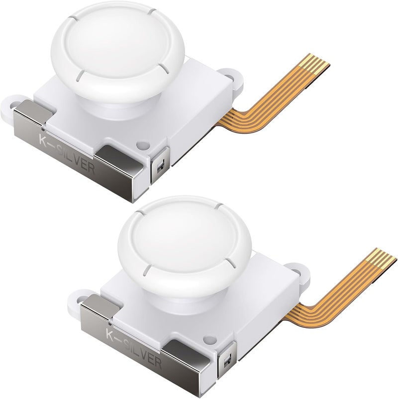 BRONAL TMR Hall Effect Joystick Compatible with Joycon [No Drifting] Replacement Analog Thumb for Switch JoyCon, OLED & Lite Right/Left Stick (2pcs Single)-White - Image 1